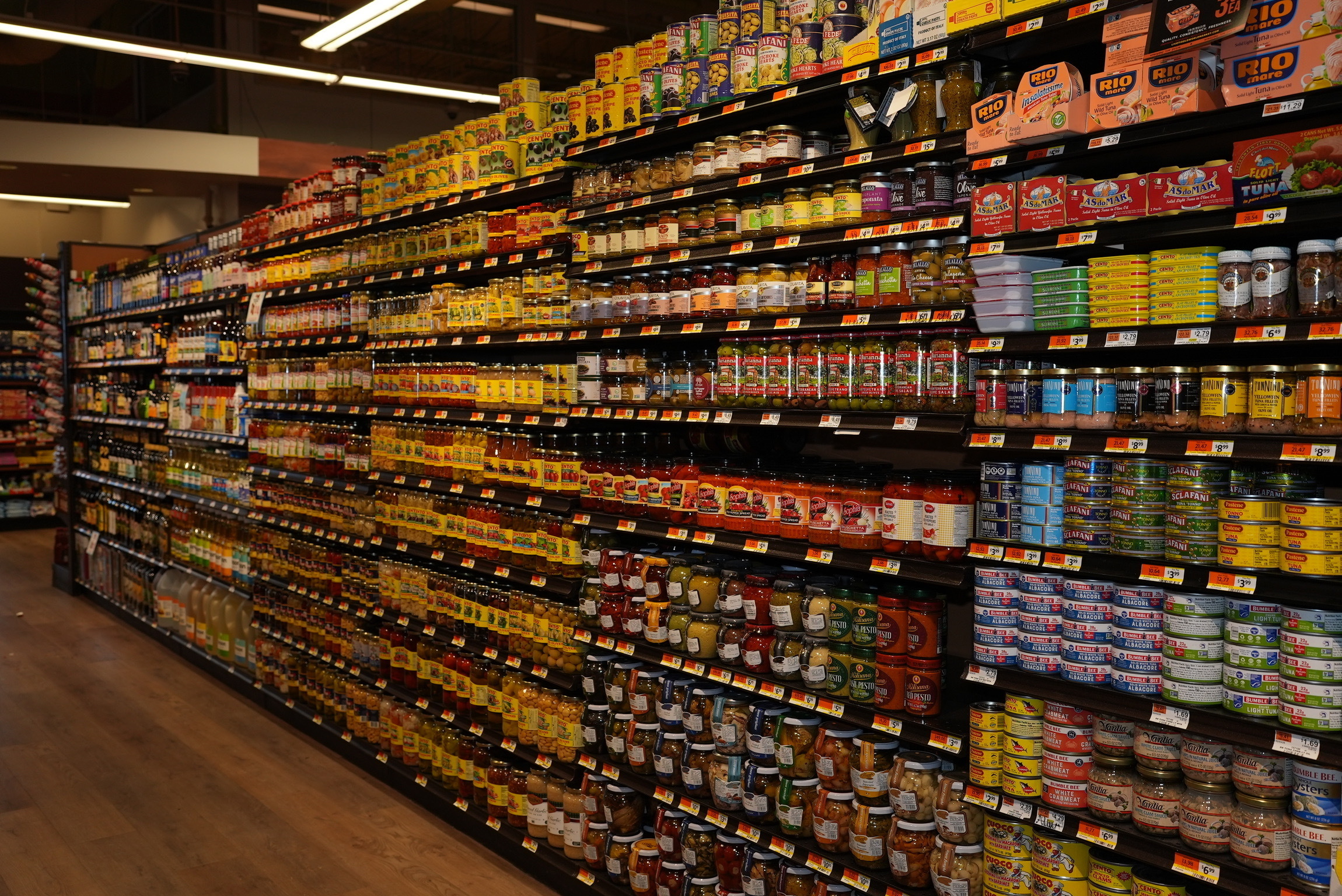 Shelves stocked with groceries at Livoti's Old World Market