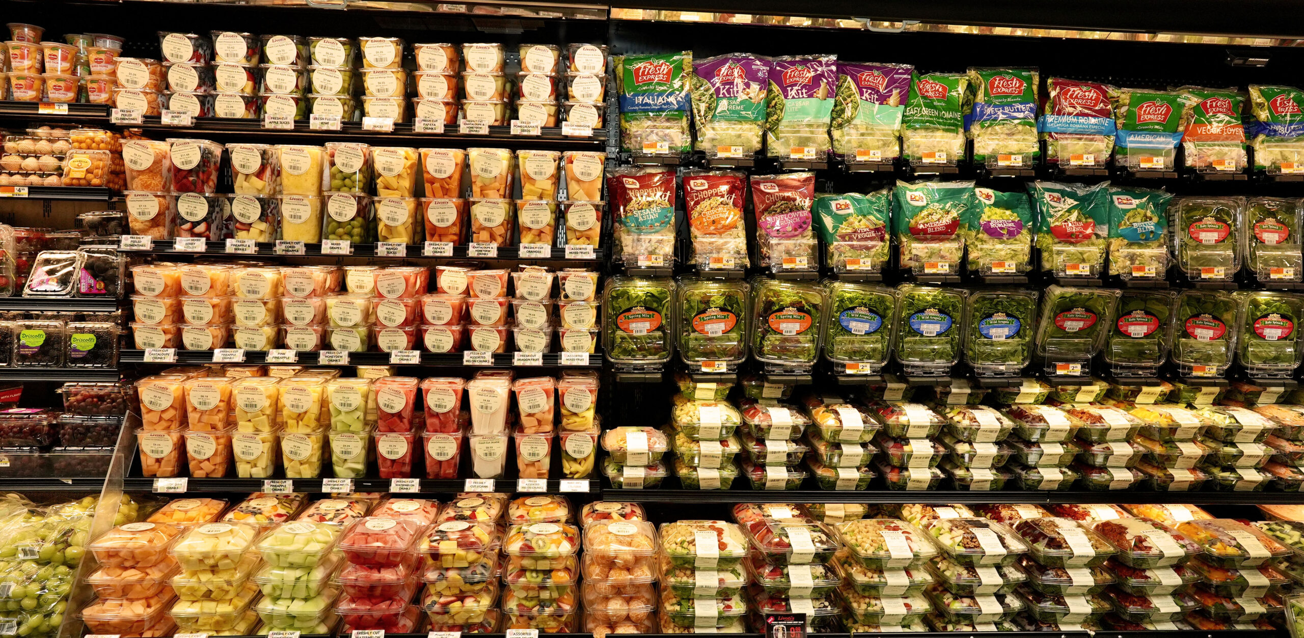 Freshly cut and packaged produce at at Livoti's Old World Market in NJ