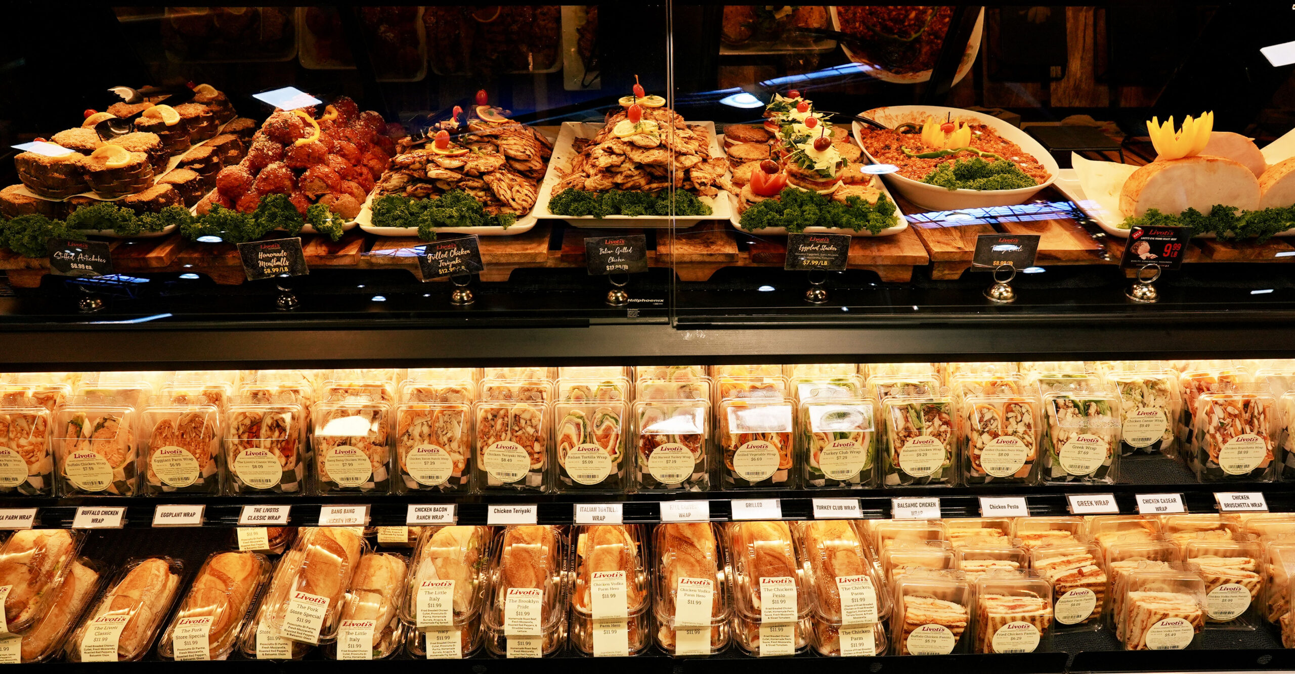 Livoti's gourmet Italian deli prepared sandwich selection