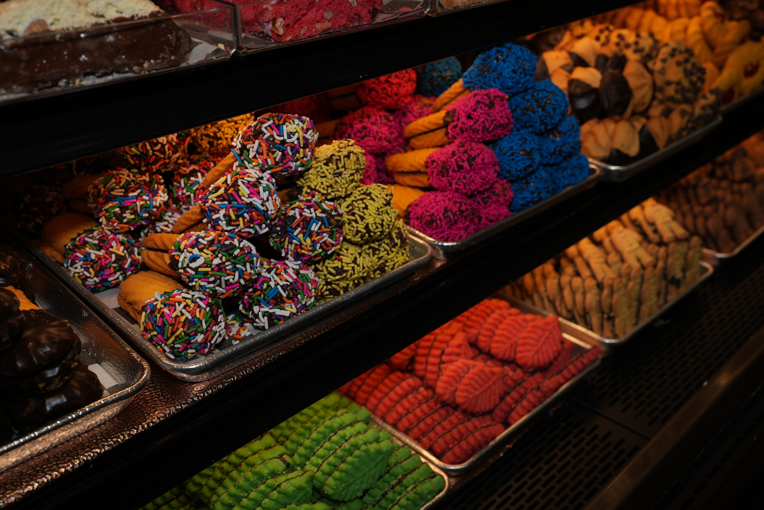 Colorful display of Italian cookies at Livoti's Old World Market in Brick