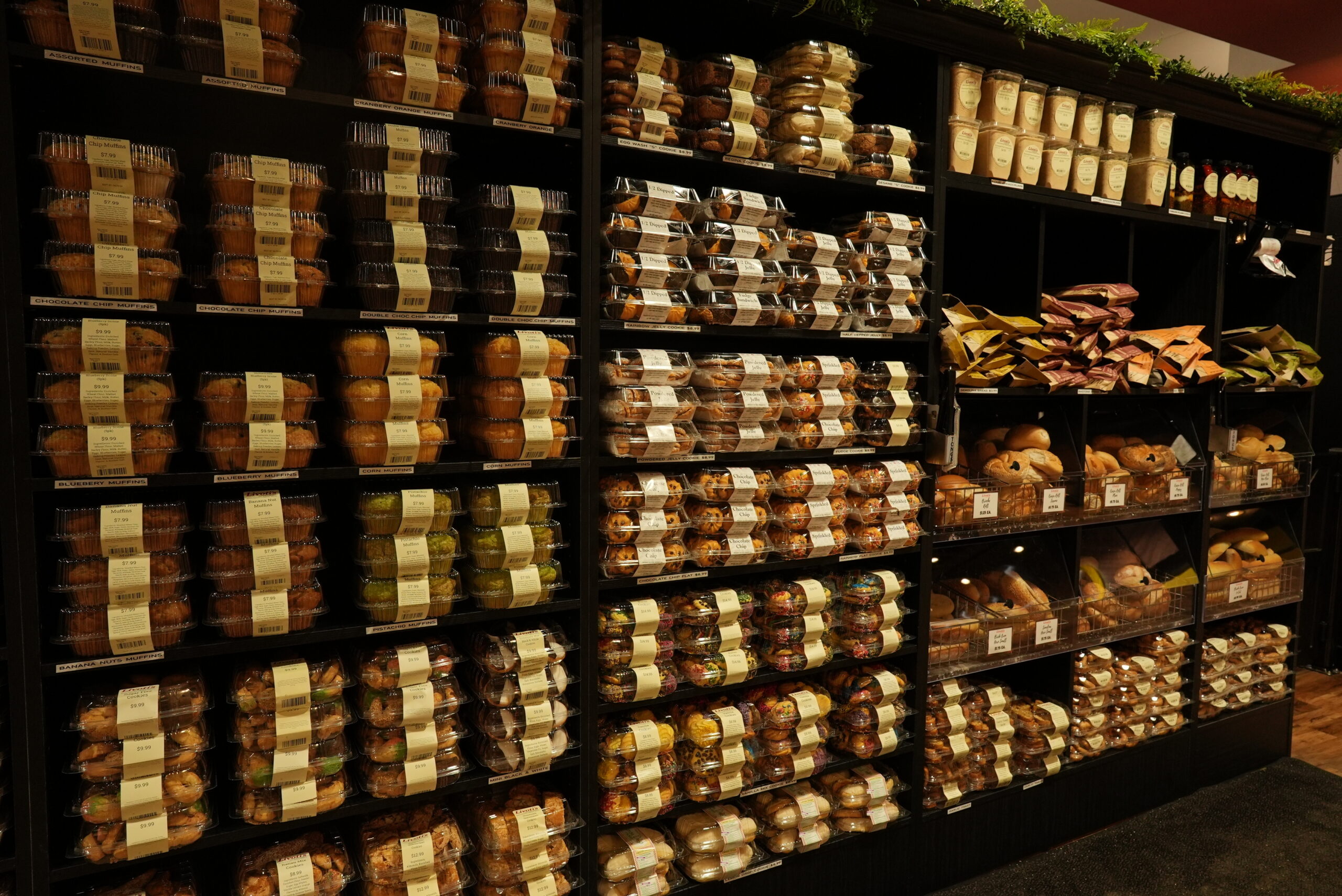 Packaged Italian cookies and bakery items on the shelf at Livoti's in Brick