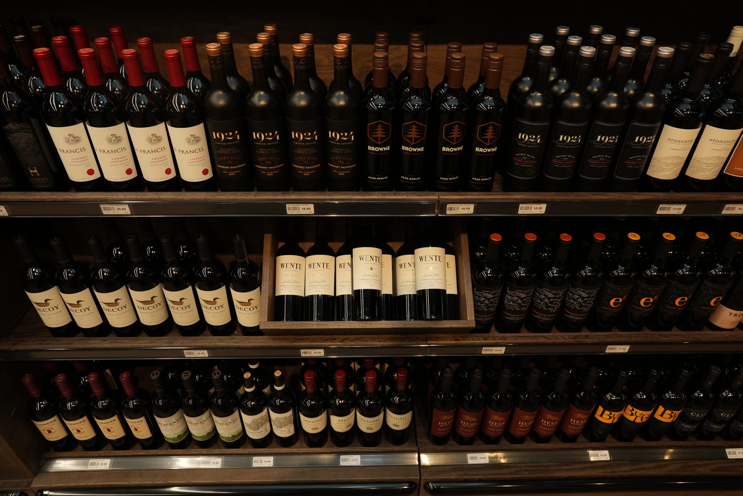 Bottles of wine for sale at the Livoti's Old World Market liquor store in Brick