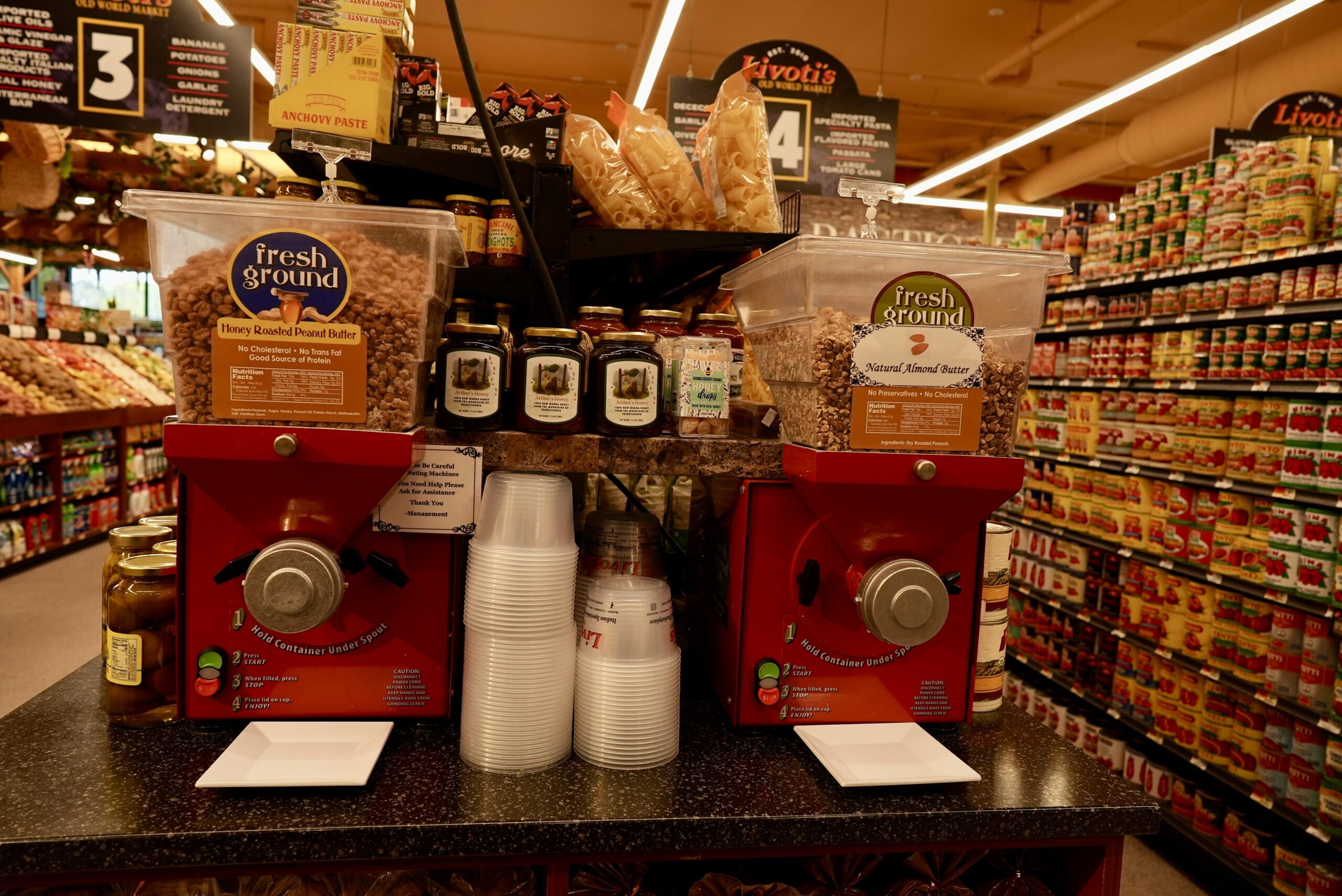 Livoti's OId World Market peanut butter grinding station